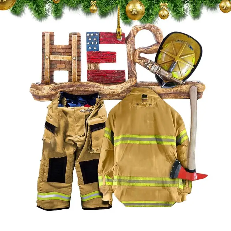 

Firefighter Acrylic Ornament Flat Pendant Acrylic Ornament Portable Firefighter Hero Photo Ornament For Bedroom Window Cars And