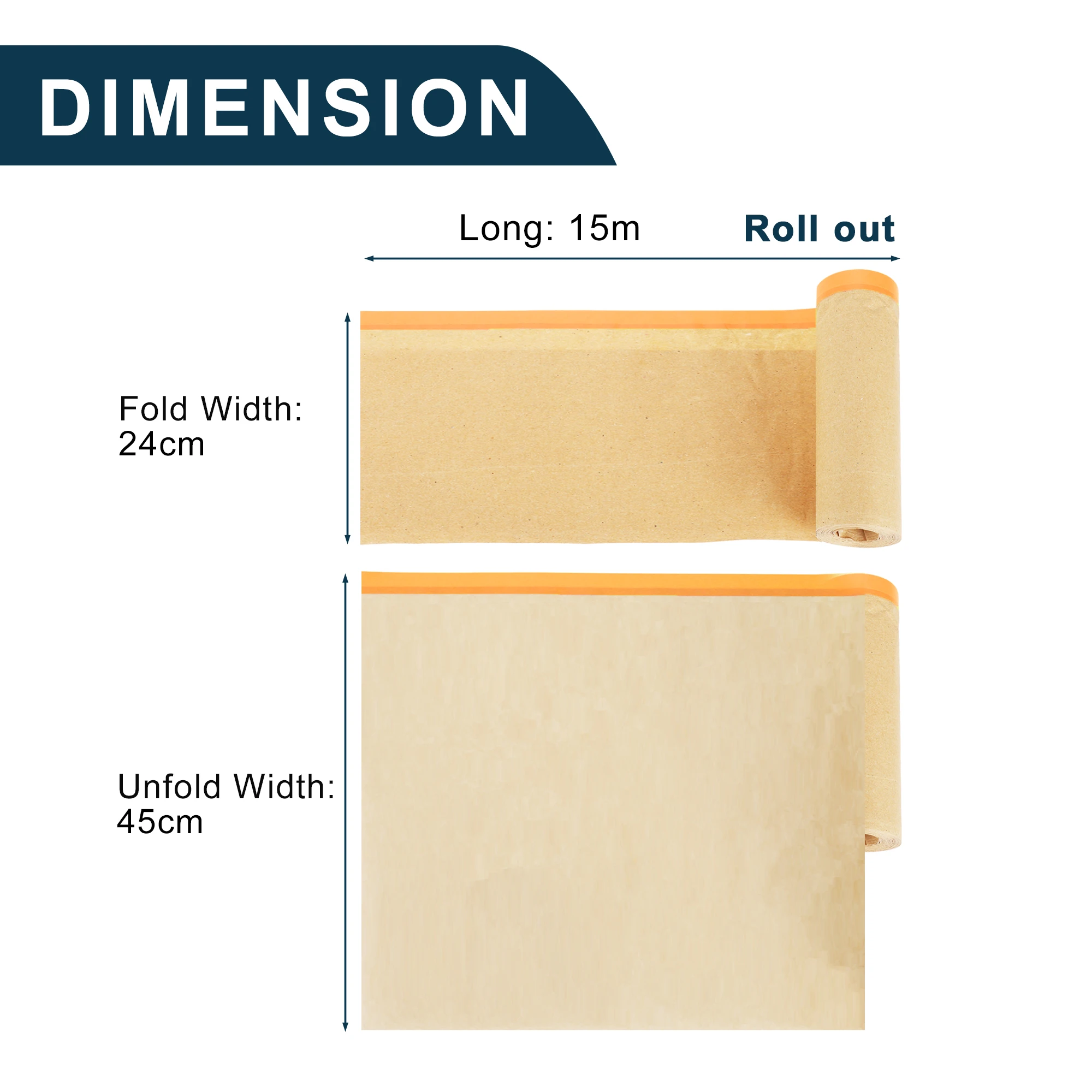 X Autohaux 15M Long 10/15/30/45/50/55/60cm Width Car Paint Masking Film Protective film Pre-Taped Masking PE Film Kraft Paper