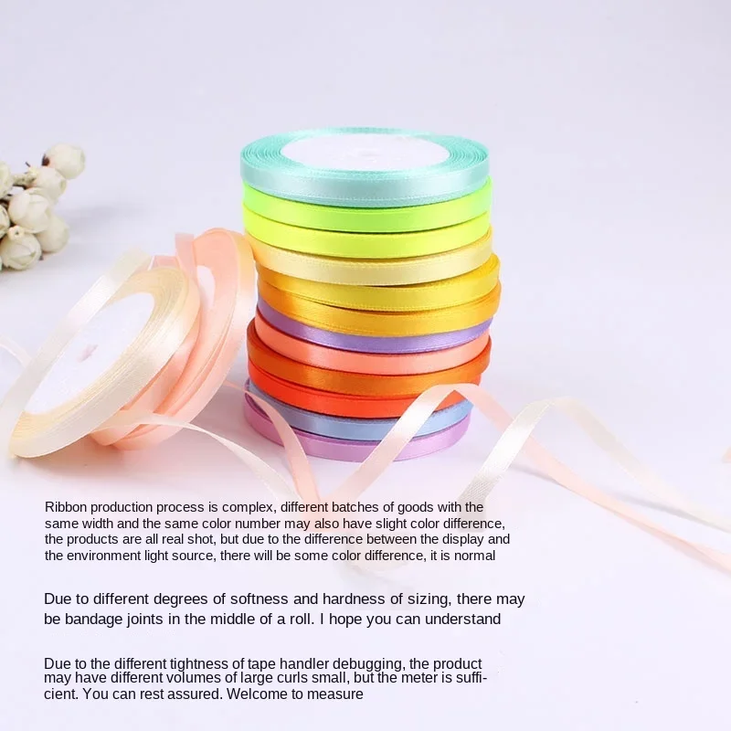 1/4"(6mm)1"25mm 22Meters (25Yards) Silk Satin Ribbon Wedding Party Home Christmas New Decoration Gift Wrapping Supplies Material