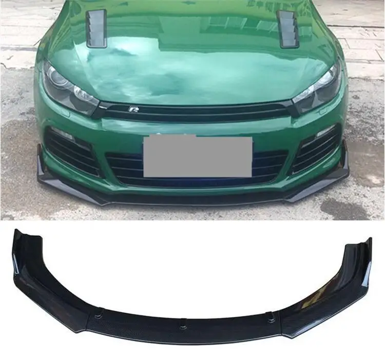 

High Quality ABS PAINT CARBON FIBER FRONT BUMPER SPOILER LIP SPLITTERS WIND KNFE COVER For Volkswagen VW Scirocco R 2009-2014