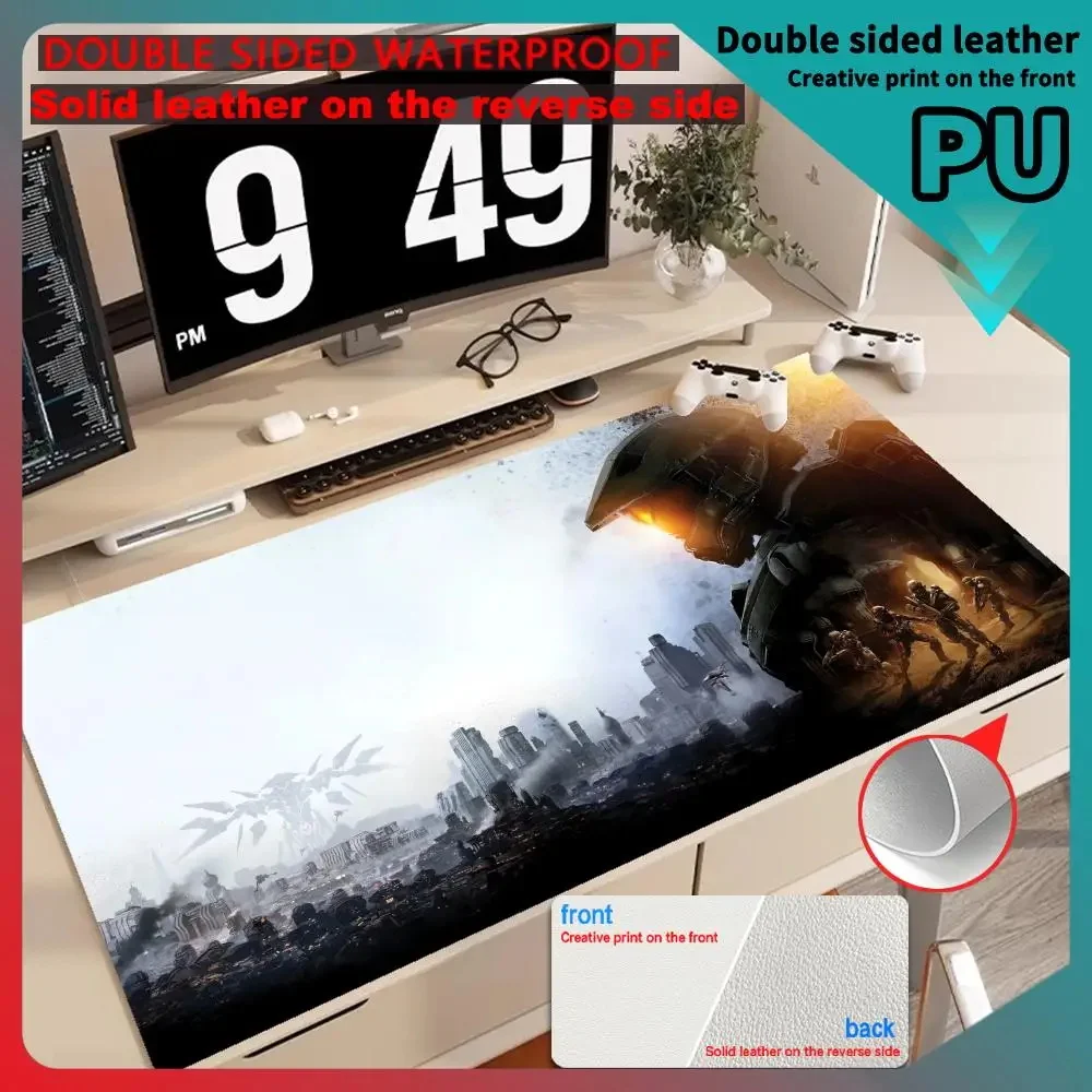 

Multi Size Keyboard Leather Anti-slip Mice Mat Gaming H-Halo Cool I-Infinite Office PU Mouse Pad PC Waterproof Advanced Texture