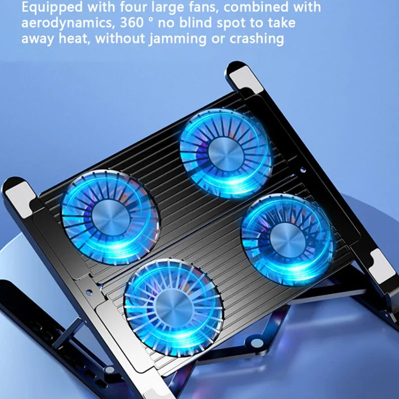 Portable Foldable Laptop Stand Cooler with 4 Fans for 11-17 Inch Devices
