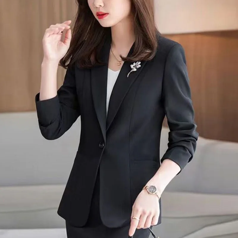 Elegant Solid Color Spliced Pockets All-match Blazer Women's Clothing 2023 Autumn New Oversized Casual Tops Office Lady Blazers