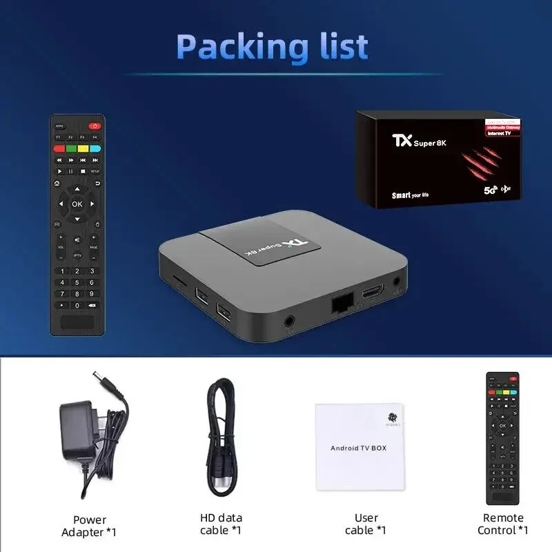 Global Version TX Super 8K Smart Android 10 Set Top TV Box Media 2GB 16GB Wifi RK3228 Media Player 3