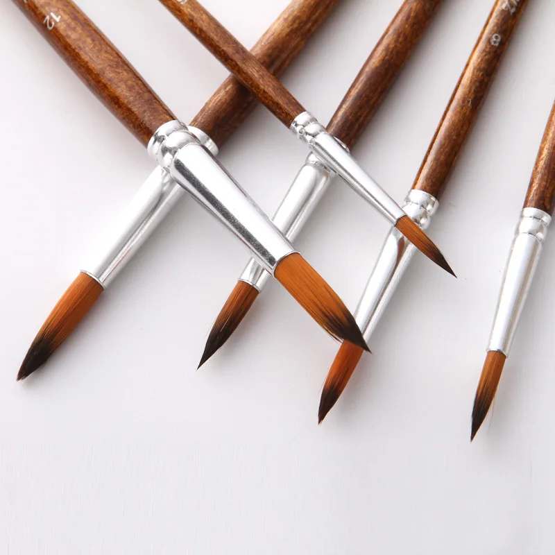 Handmade Birch Brush 1208R Advanced Nylon Gouache Watercolor Oil Pen Acrylic Pen For Professional Artist Painting 4 pcs flat paint brushes professional artist paintbrush for acrylic painting face body art crafts rock painting