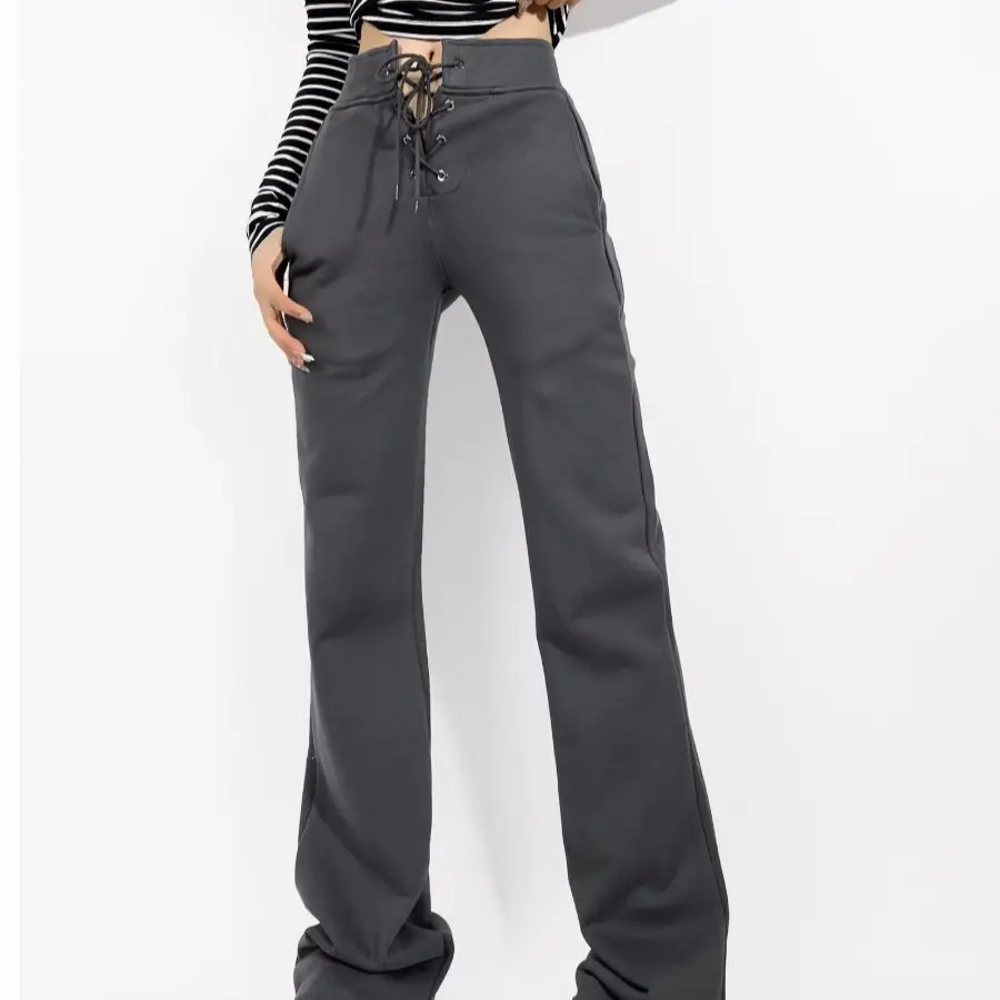 2023 Autumn Drawstring Cross Lacing up Bow Waist Sweatpants Sexy 