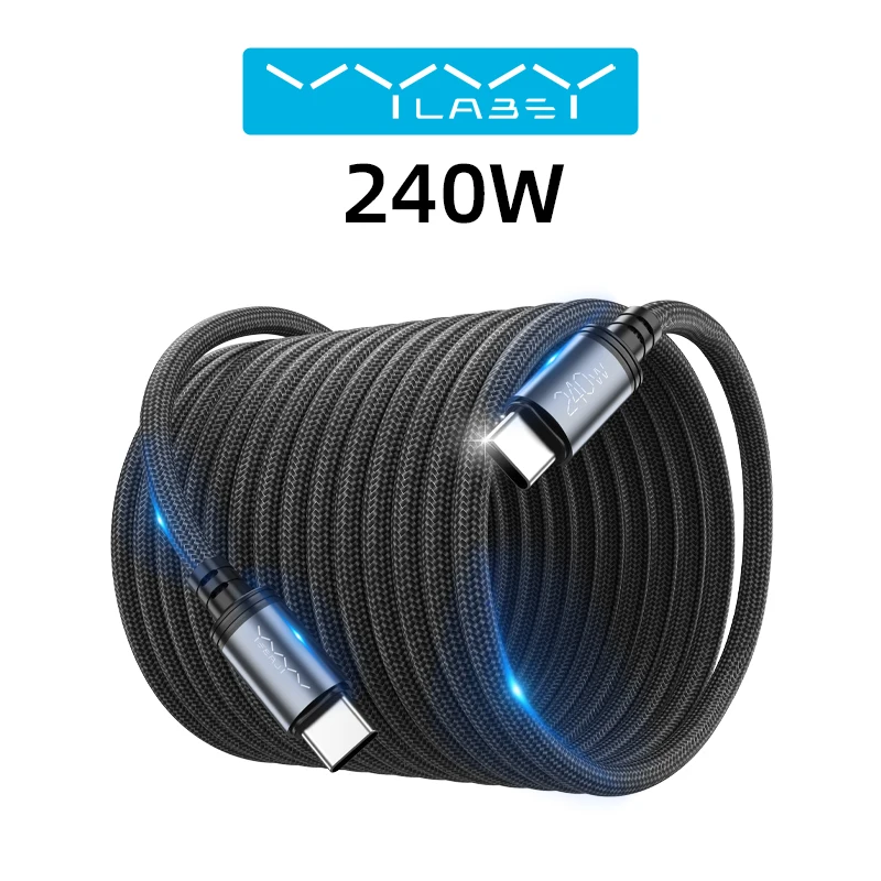 VYVYLABS 240W USB C 케이블 아이폰 17 16 15 플러스 프로 맥스용 타입 C 케이블 맥북 프로 아이패드 PD 고속 충전 케이블 타입-C 케이블