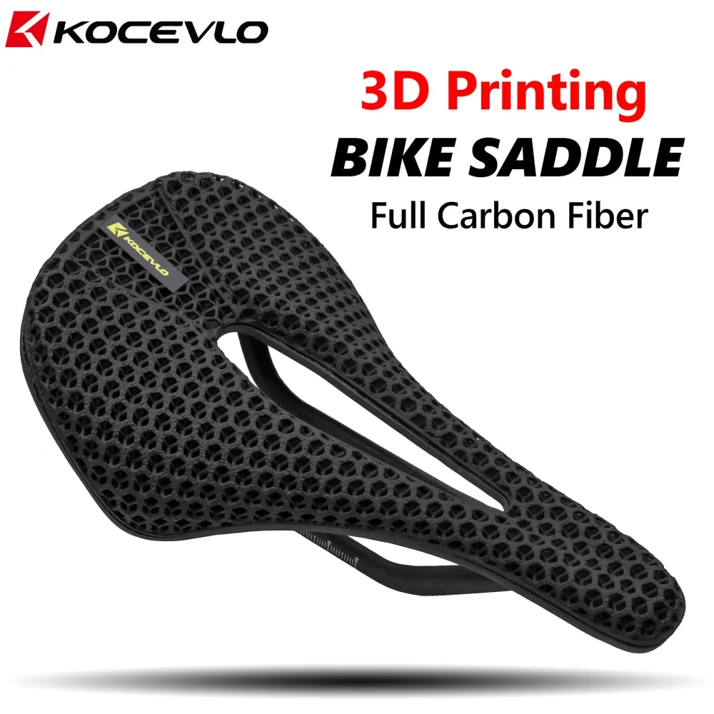 Selle VTT,Selle Velo Route Selle de vélo imprimée en 3D, ultralégère, Creuse, Confortable et Respirante, Fibre Carbone, for VTT, Route Gravier(Black Carbon Base B