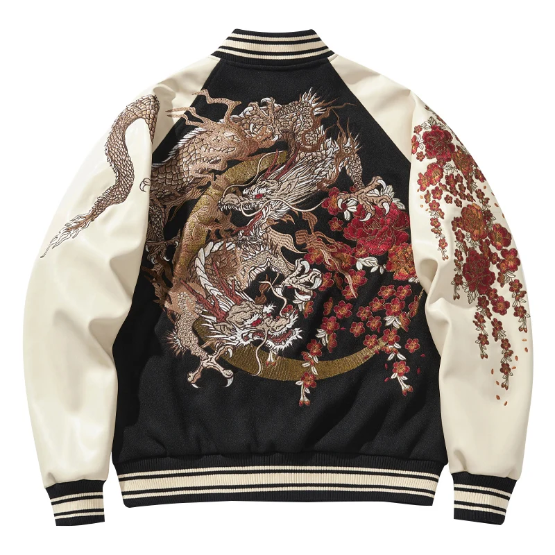 New Machine Embroidery Dragon Year Red Chinese Style Heavy Industry Men's And Women's Coats Jacket Baseball Uniform Fashion Top
