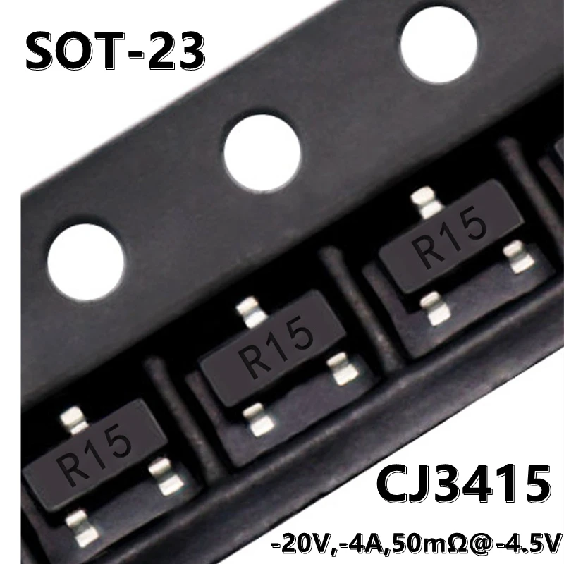 (10 Stuks) Cj3415 R15 Smd Mos Veldeffectbuis Sot-23 P-Kanaal,-20V,-4a, 50mΩ -4.5V