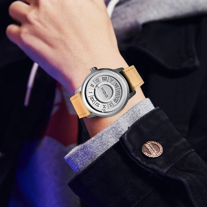 DOM new creative rolling hands magnetic men's watch Waterproof stainless steel men's watchM-1345L-7M5