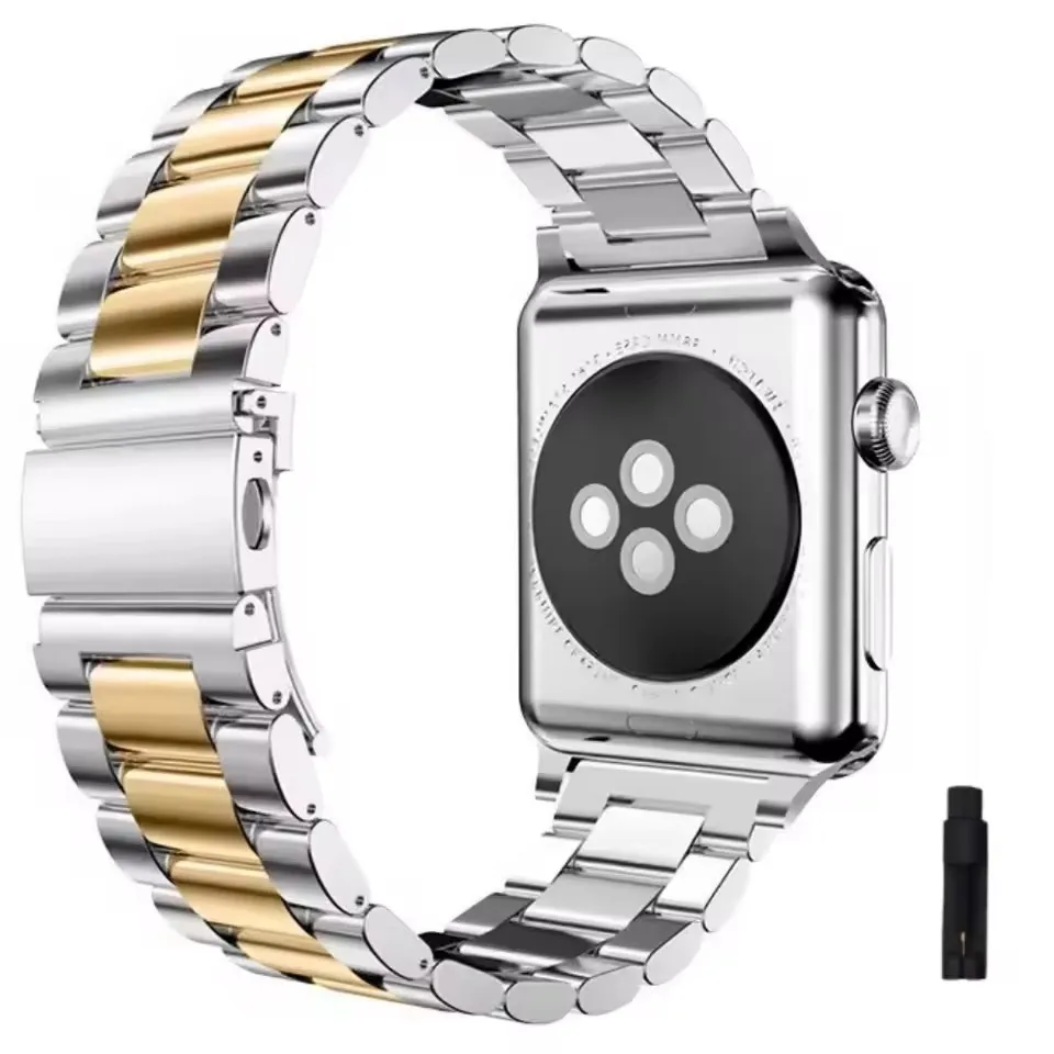 ตัวเลือกสินค้า สายโลหะสีเงินสุดหรูสำหรับ Apple Watch หลายขนาด
