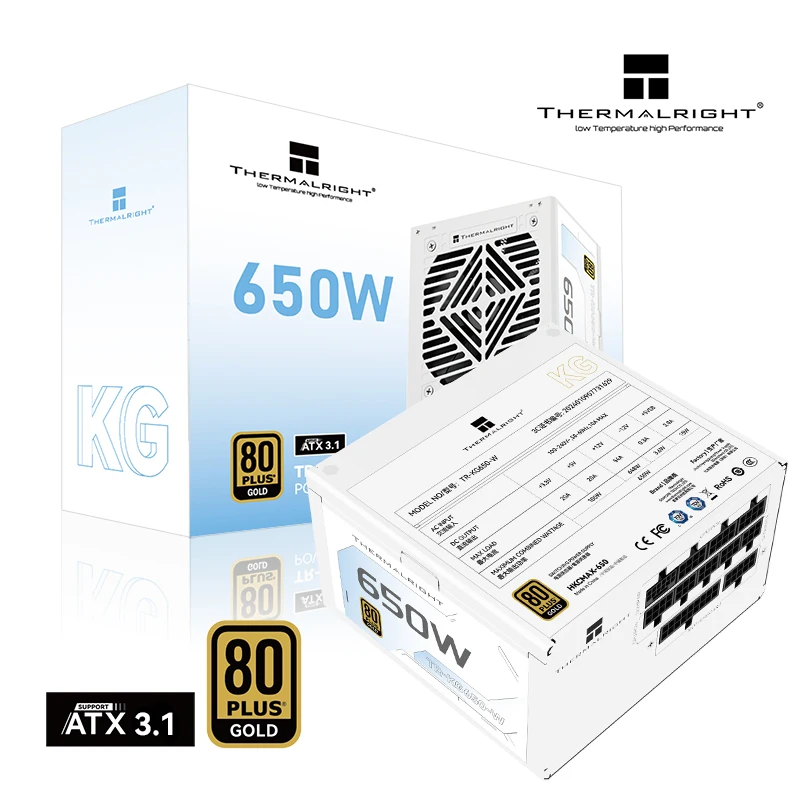 써멀라이트 TR-KG850-W 골드 메달 완전 모듈형 PC 파워 서플라이 ATX3.1 PCI-E 5.1 PSU 전원 공급 장치 650W/750W/850W