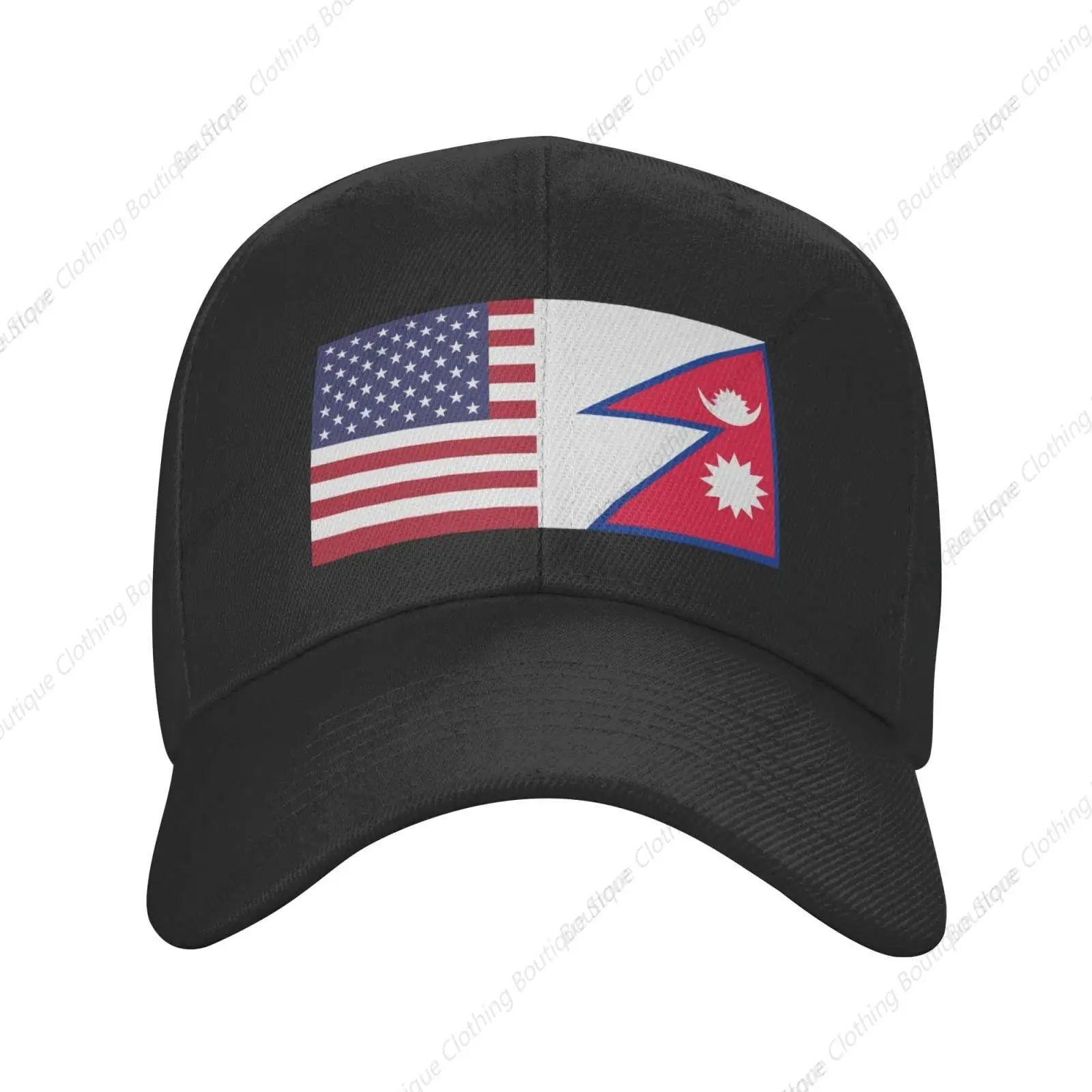 American Flag and Nepali Flag Hat Adult Adjustable Classic Casquette hat Baseball Cap Black