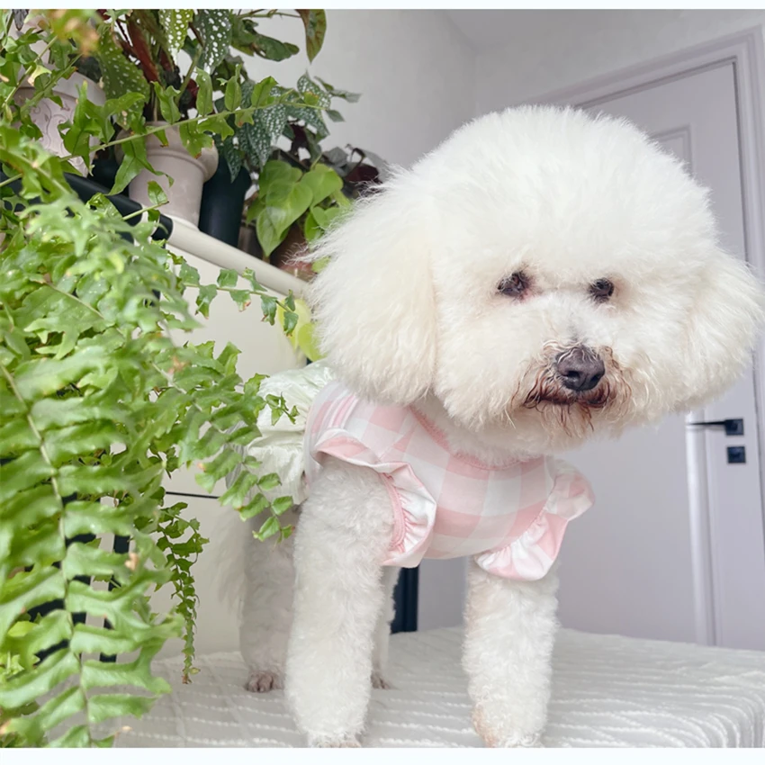 Pet Dog Clothes Summer Cotton Pink Vest Skirts For Small Medium Dogs Fashion Cute Princess Dress Chihuahua Poodle Puppy Outfits