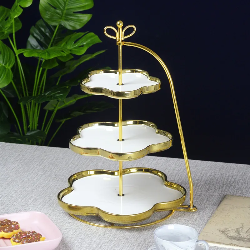 

Трехслойные тарелки для фруктов, хлеба, торта, многослойная вращающаяся веревка, керамические десертные подносы, буфет, искусственный стол, центральные части