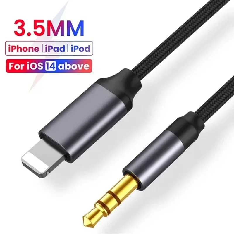 Aux Cable 3.5mm Jack Aux Cables Car Speaker Headphone Adapter for iPhone 14 13 12 11 Pro Max Audio Cable for IOS 14 Above Converter