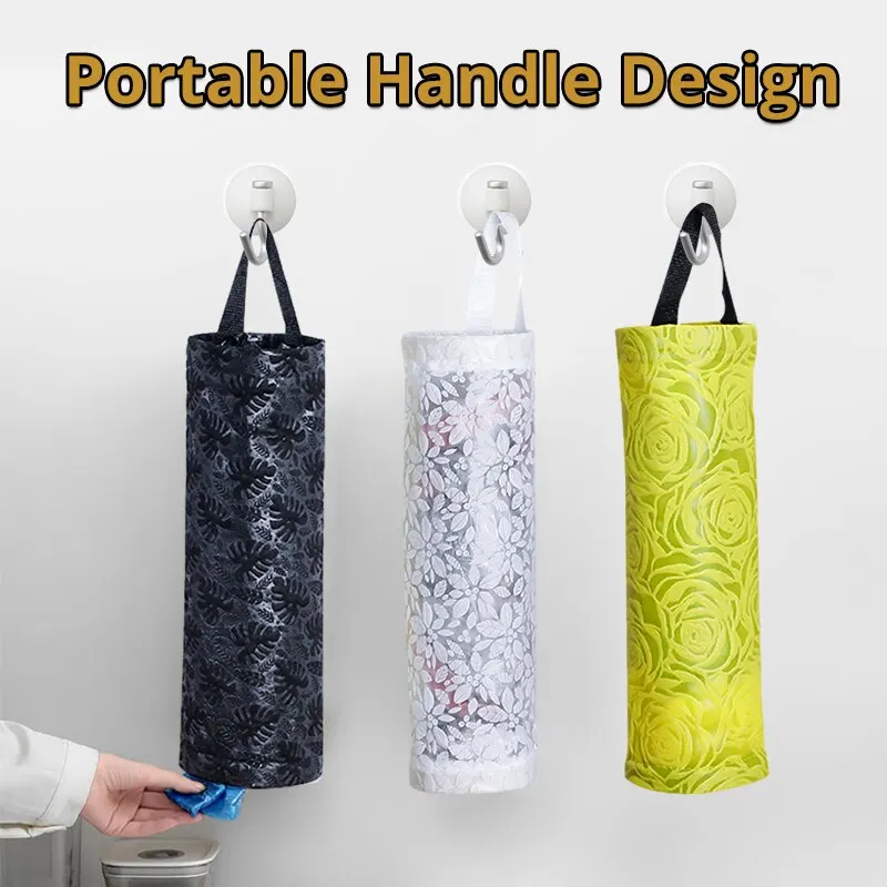 3Pcs Hanging Storage Dispensers Breathable Washable Hanging Mesh Garbage Bag  Organizer for Kitchen Plastic Bag Storage