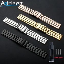 High-Quality Stainless Steel Wristwatch Band with Double Press Folding Buckle and Tool for 22mm (Silver)