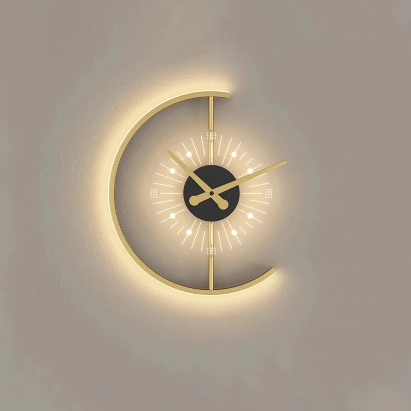 Modern Clock Wall Lamp For Living Room Bedroom Bedside Aisle Loft