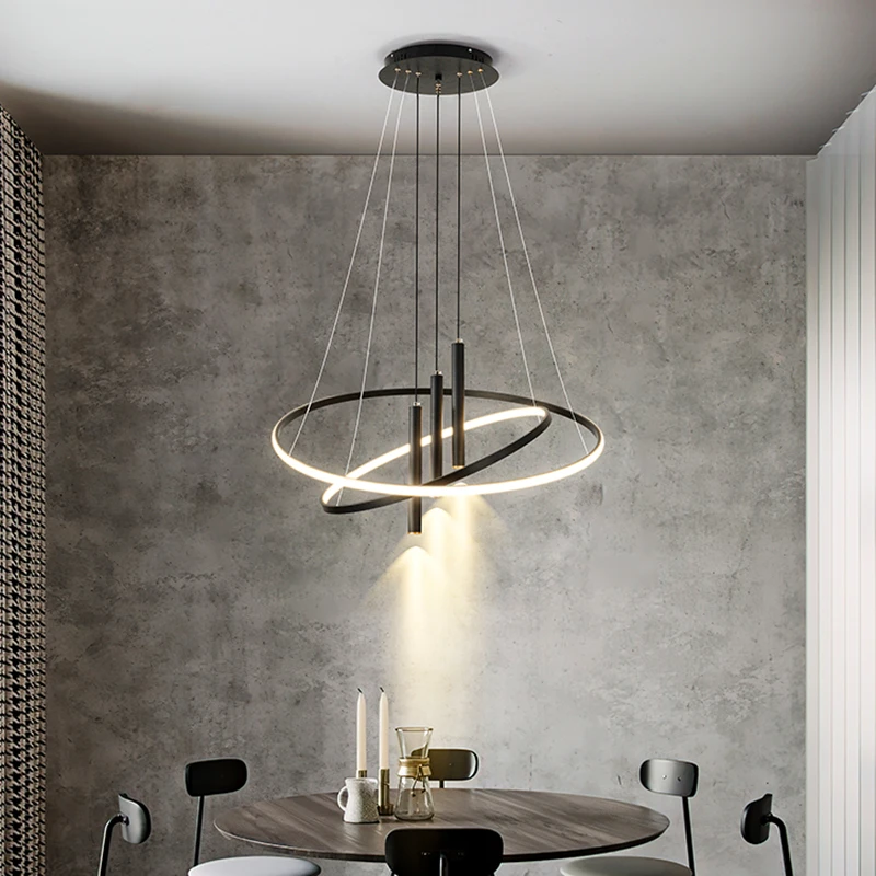 

Can be found hanging lamp in the living rooms study room staircase villa black downlight ring combination chandelier luminaria