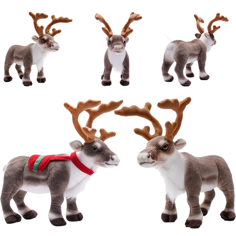 

Merry Christmas New Year Decor Simulation Reindeer Plushie Doll Soft Realistic Xmas Elk Kid Toy Home Deco for Girl Festival Gift