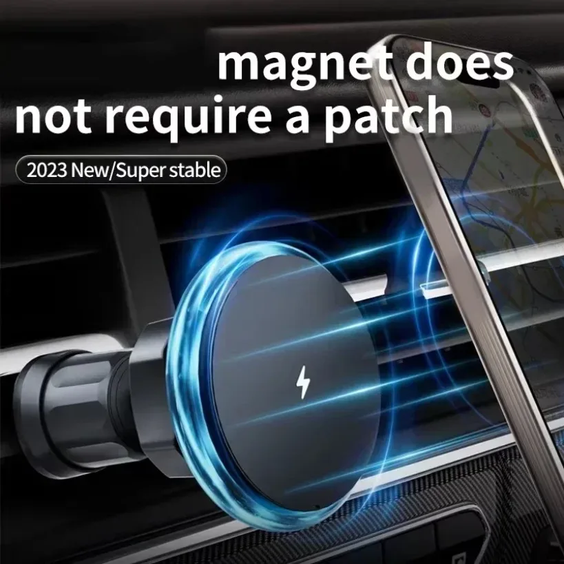 LED 자동차 마그네틱 무선 충전기 에어벤트 폰 홀더 스탠드 (Magsafe 아이폰 17 16 15 14 13 12 Pro Max 고속 충전 스테이션)