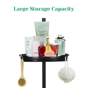 Corner Shower Caddy with Tension Pole 4-Tier Adjustable Shelves Bathroom Storage Organizer with Rubber Pad,101.6 - 122 Inch H 2