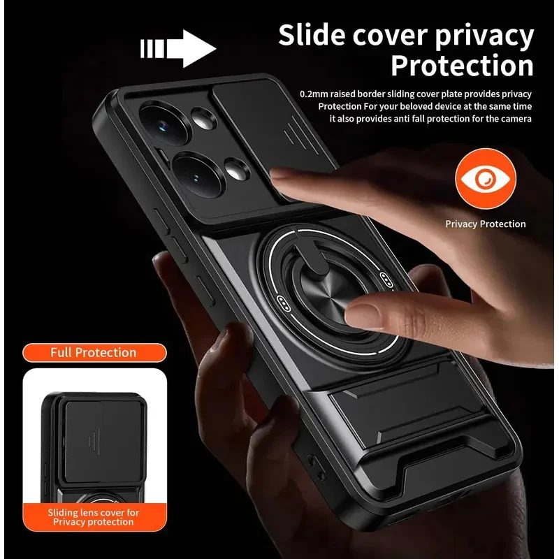 Magnetic Stand Slide Camera Protector Shockproof Armor Hard Case