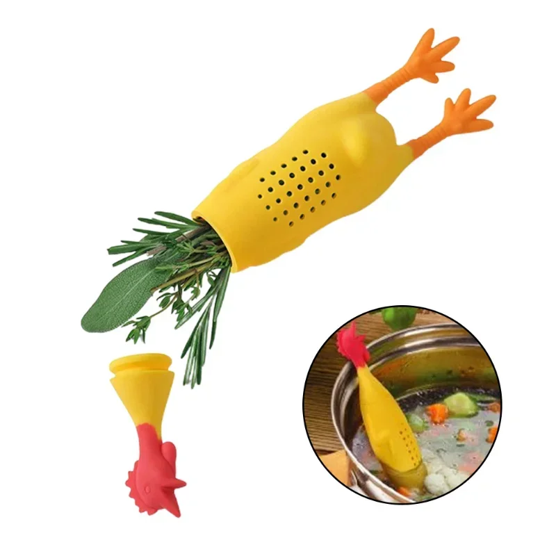 Yellow Chicken Herb Spice Tools Simmering Soup Seasoning Jars Spices Box Seasoning Container Reusing Silicone Condiment Gadgets spice jar seasoning jar spice dispenser seasoning bottle