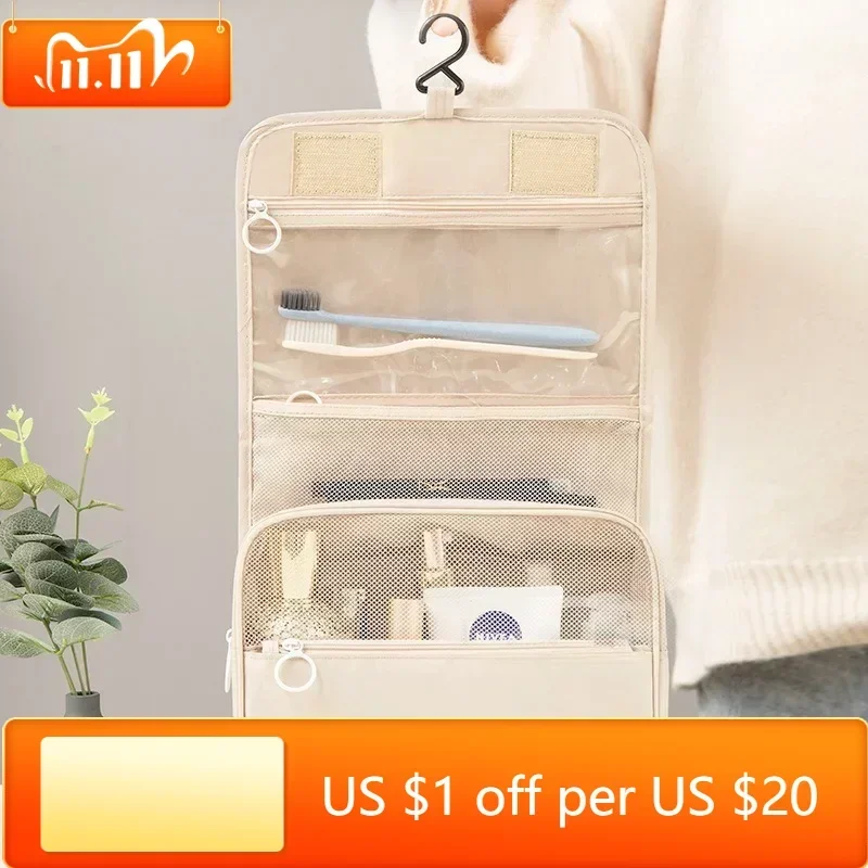 

High Quality Women Makeup Bags Travel Cosmetic Bag Toiletries Organizer Waterproof Storage Neceser Hanging Bathroom Wash Bag