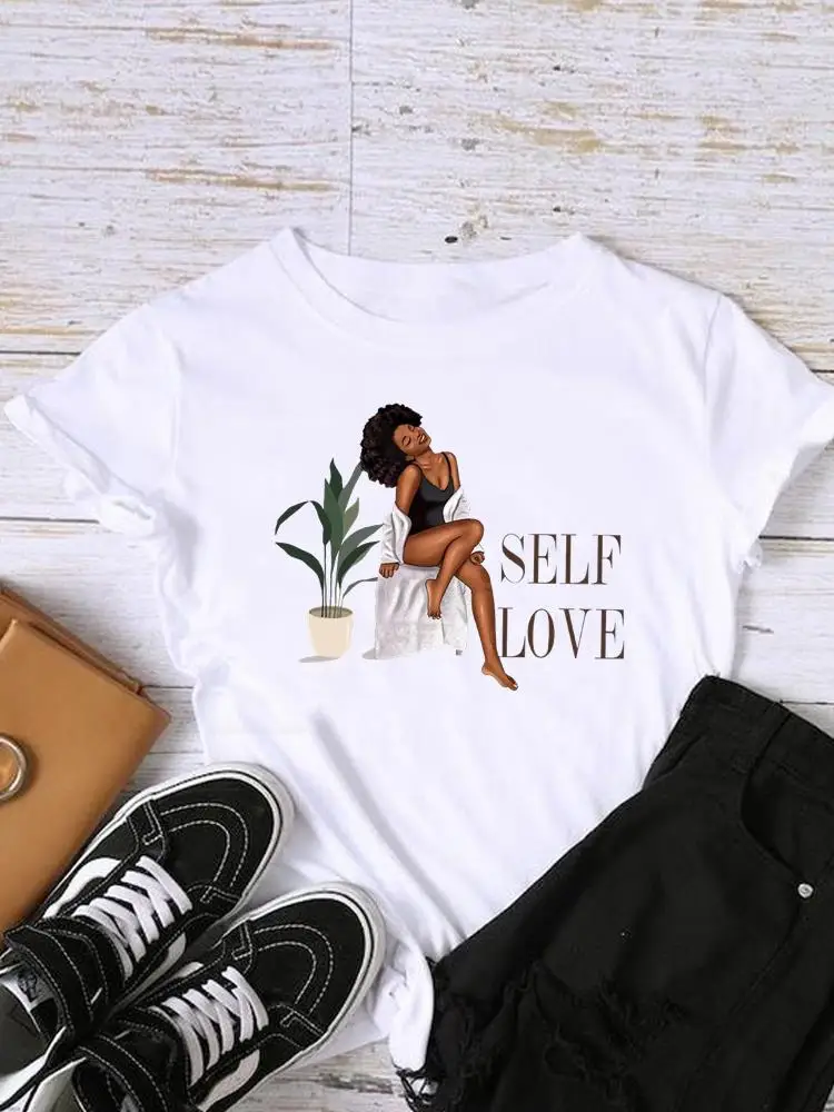 

Black Women Cute Trend 90s Clothes Print Female Shirt Short Sleeve Lady Casual Graphic T-shirts Tee Women Fashion Clothing