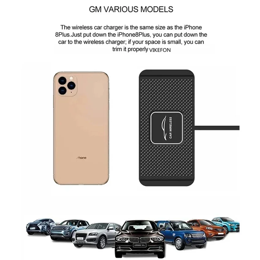 Silicone Pad Stand Wireless Charger Car For iPhone15 14 13 12 Xiaomi Samsung Huawei Mobile Phone Fast Car Wireless Charging