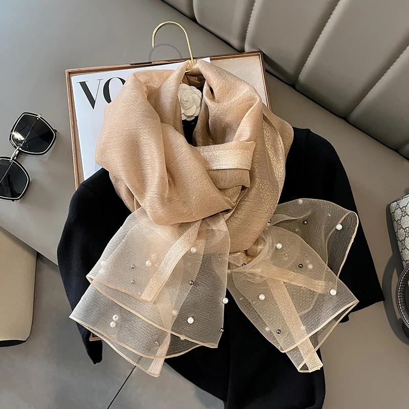 Luxury Shiny Diamond Scarf Silk Women Hijab Soft Wool Shawls and Wraps Large Thin Scarves Foulard Female Bufanda 2023 New 4