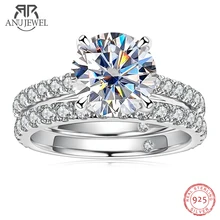  AnuJewel 3ct Main Stone(Total 4.15ct) D Color Moissanite Ring Set Bridal Sets Wedding Band Silver Rings With GRA Wholesale 