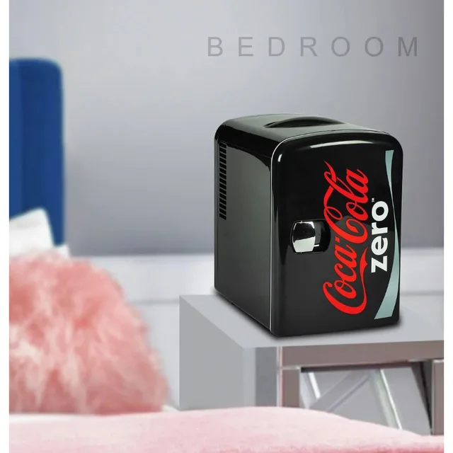 Coke Zero 6 Can Mini Fridge 4L Mini Electric Cooler Portable 12V Car Cooler  Black