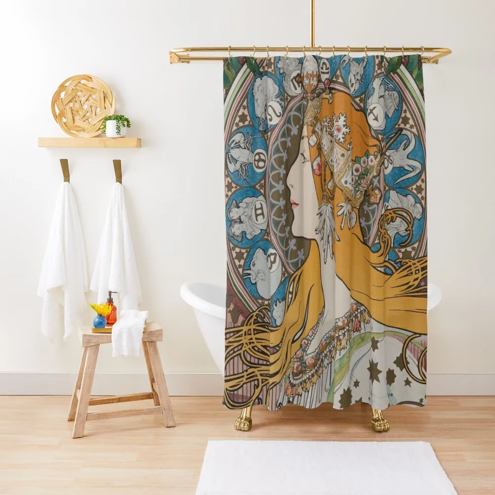 

Zodiac, Mucha 1896 Shower Curtain Window Curtain