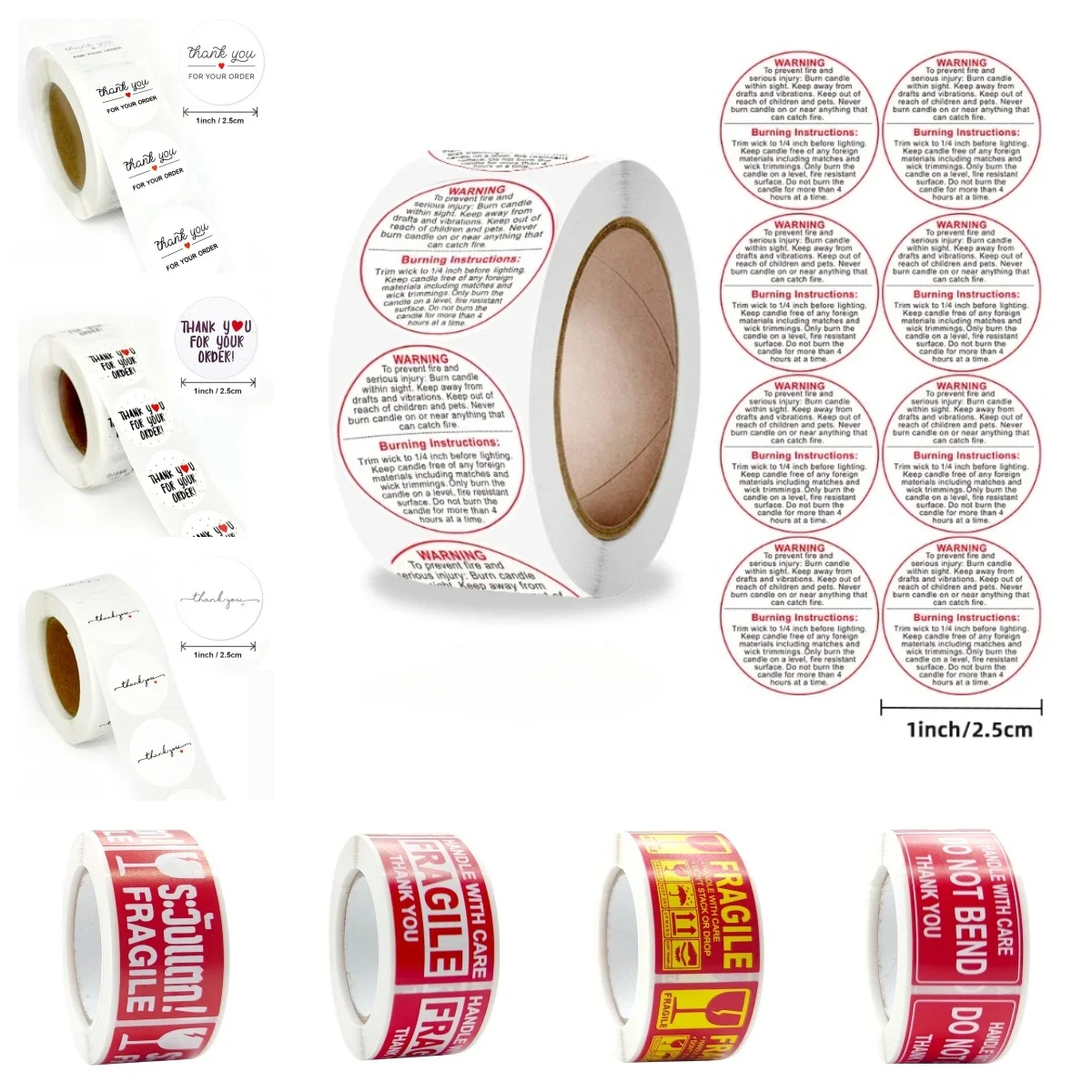Candle Jar Container Label Wax Melting Safety Stickers Decal for Candle Jars and Votives Round Warning Label Sticker