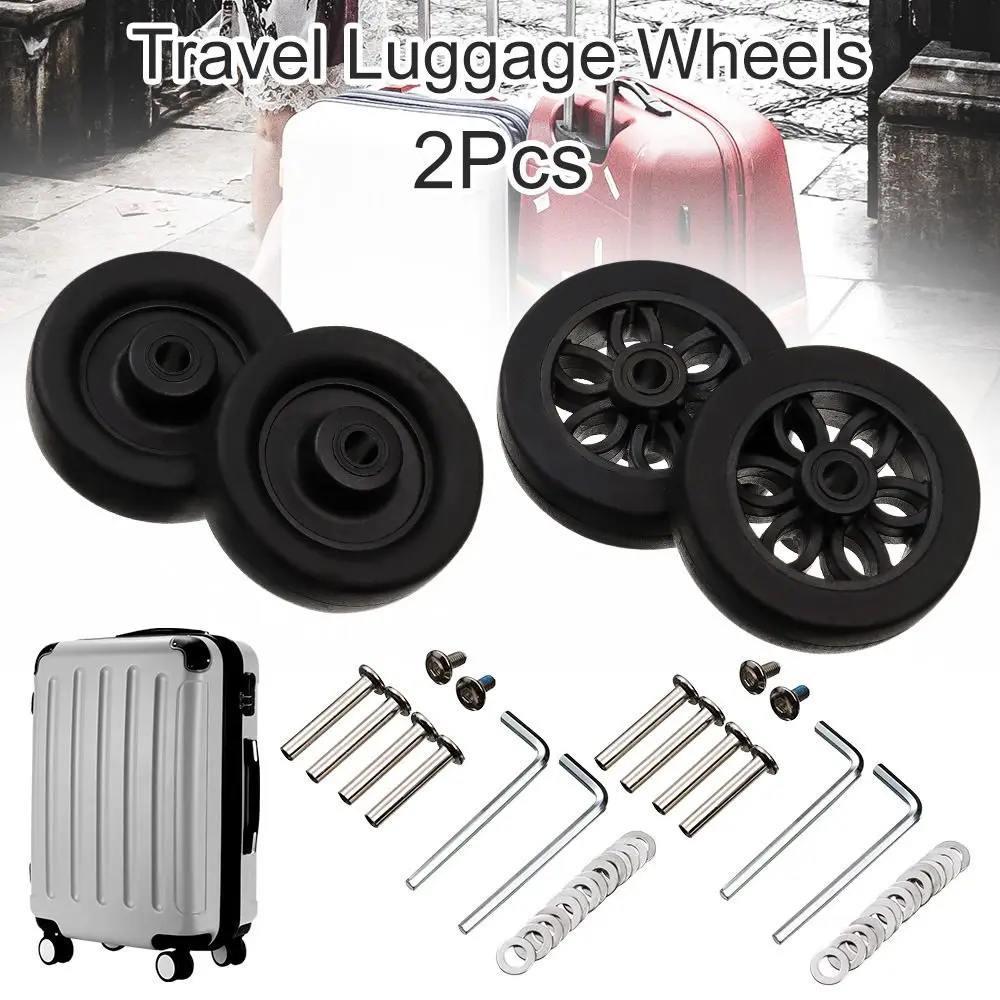 Roues De Rechange Pour Valise - Paire De 2, PVC Noir, Dimensions 10,8x10,3 Cm, Universelles (W041-2 Large)