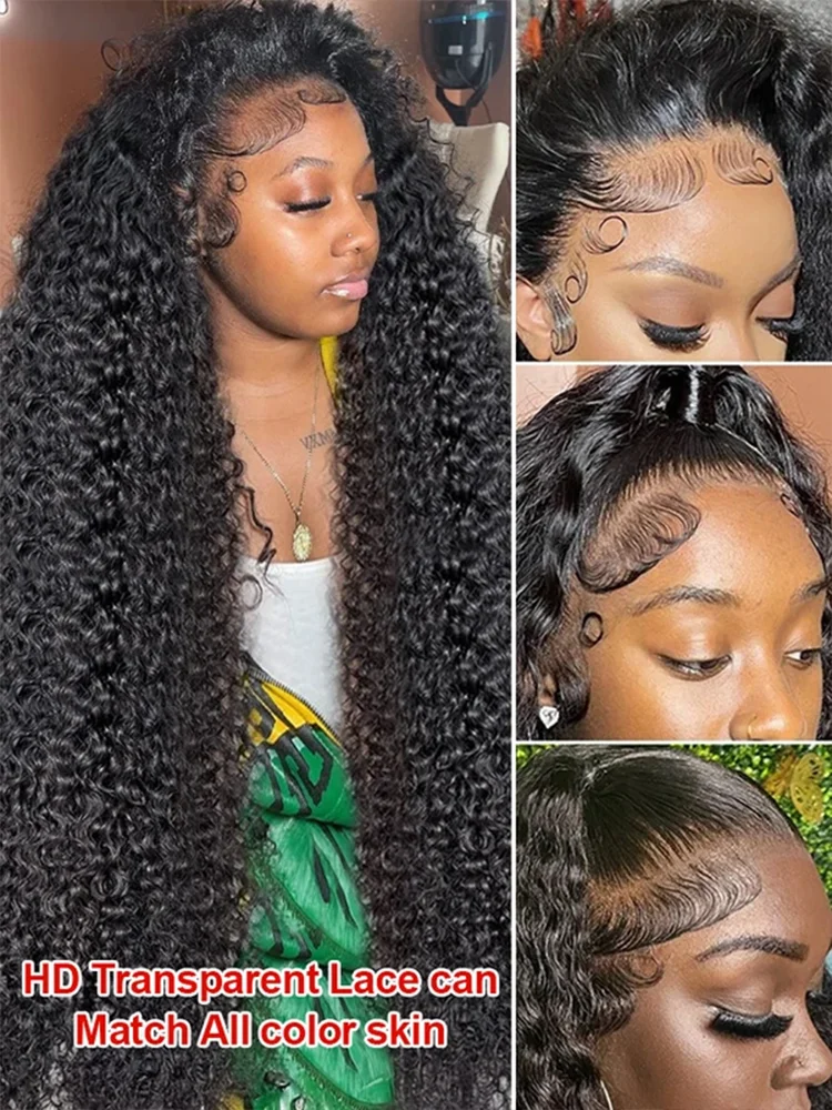 250 Density Human Hair Wigs 100% Transparent Curly Wigs 13x6 Hd Lace Frontal Wig Brazilian High Density Deep Wave Wigs 42 Inch
