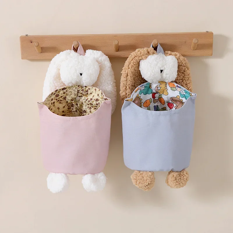 Baby Crib Storage Bag Cotton Cartoon plush rabbit shape Pouch Newborn Bed Headboard Organizer for Baby Bedding Diaper Toys Bag