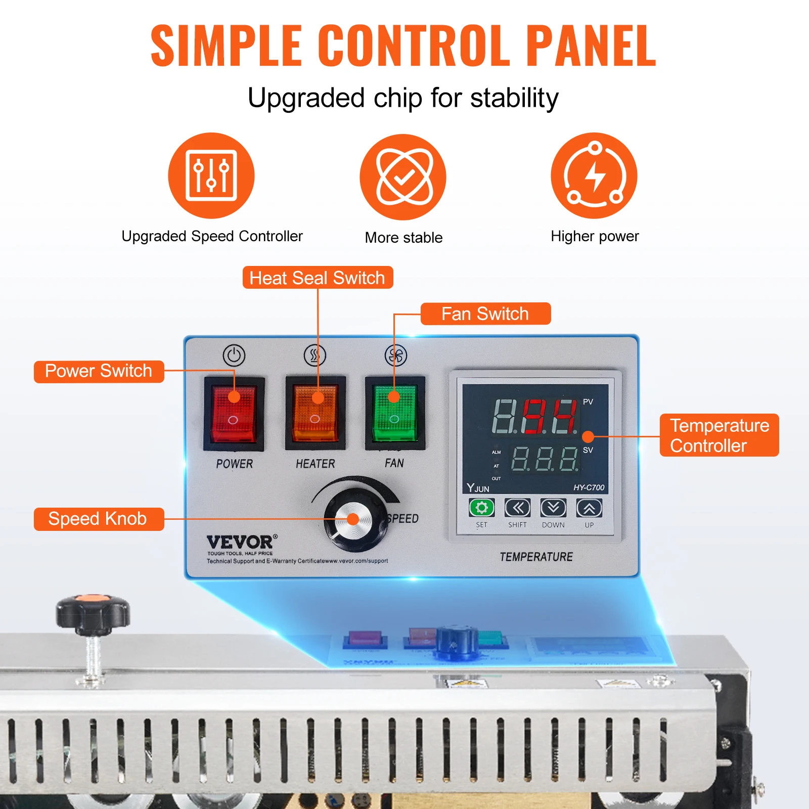 SucceBuy Horizontal Bag Band Sealing Machine Continuous Band Sealer with Digital Temperature Control for 0.02-0.8mm Plastic Bags