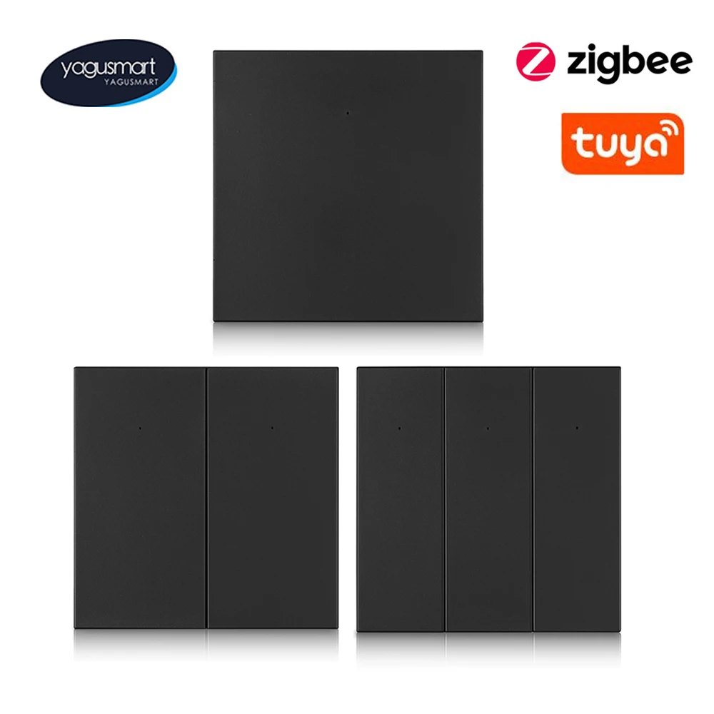 Yagusmart-tuya Zigbee Interruptor Inteligente Botão ue Luz Neutra Alexa Google Home Controle de Voz Preto Ouro Branco
