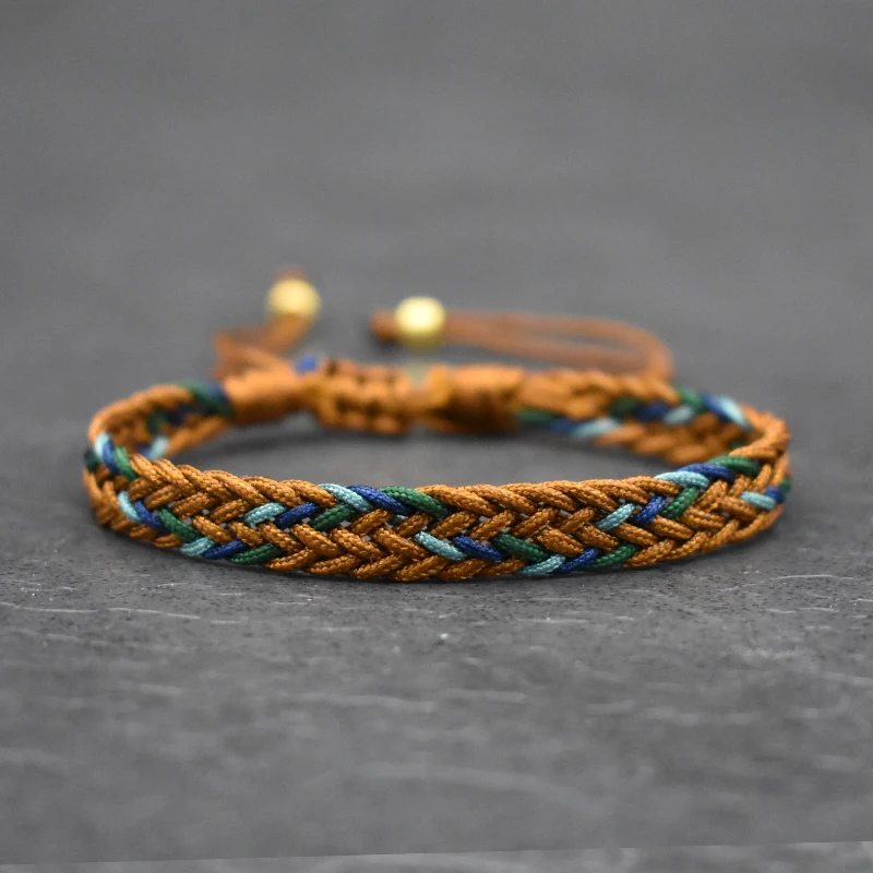 Colorful Bohemia Waved String Braided Friendship Bracelets Ethnic Multicolor Weave Textured Adjustable Bracelet Gift for Couple 4