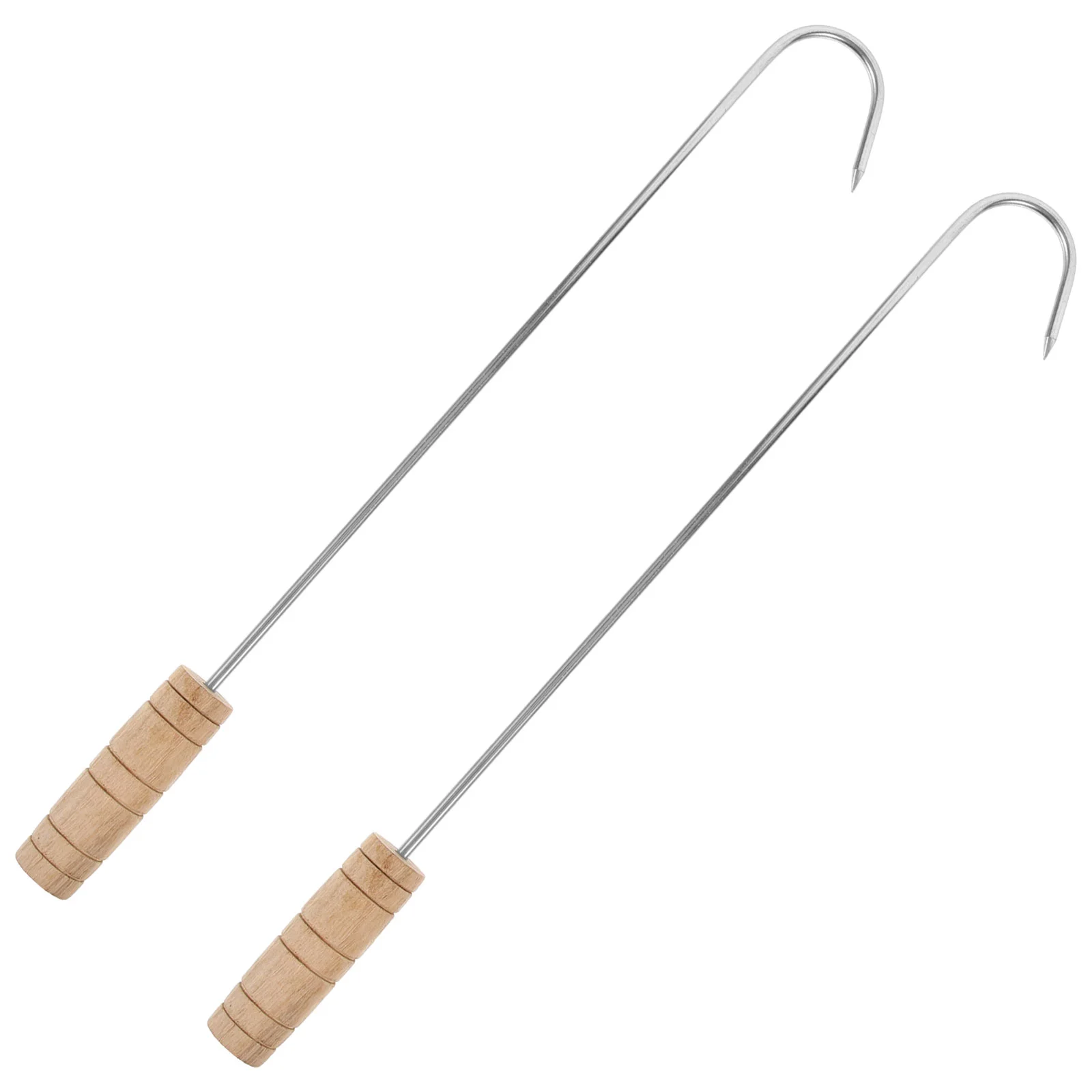 

2 pcs Metal Boot Hooks Wooden Handle Boot Puller Stainless Steel Boot Puller
