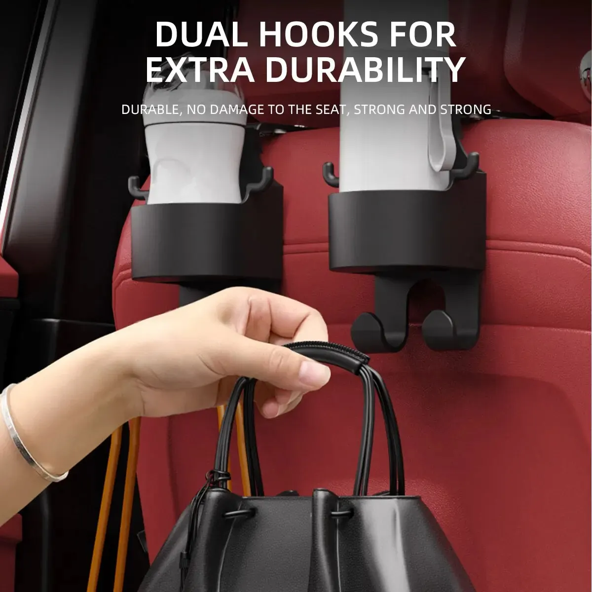 Crochet Porte-gobelets Pour Appuie-tête De Voiture - 2 En 1 - Design Antidérapant - 8