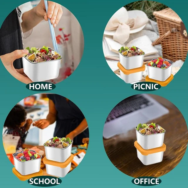 Stainless Steel Condiment Cup with Lids Dipping Sauce Cups Sauce Containers  Salad Dressing Cups for Picnic Lunch Box Travel - AliExpress