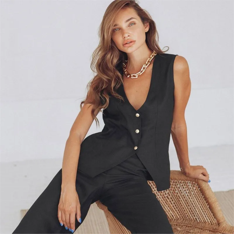 

Vintage Dress Women Clothing Maxi For Clothes 2023 Summer Tank Top Pajamas Cotton Linen Sleeveless Pants Loose Outer Wear