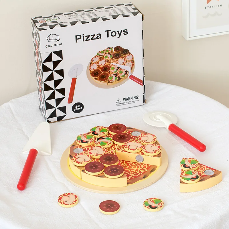 

Деревянная имитация пиццы для приготовления пищи, искусственная посуда, кухонные Обучающие игрушки, ролевые игрушки, подарок для детей