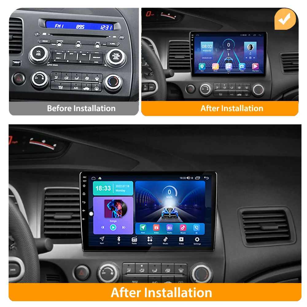 9 Car Android 10.1 Stereo Radio GPS Navi 1+16GB For 06-11 Honda Civic  Hatchback